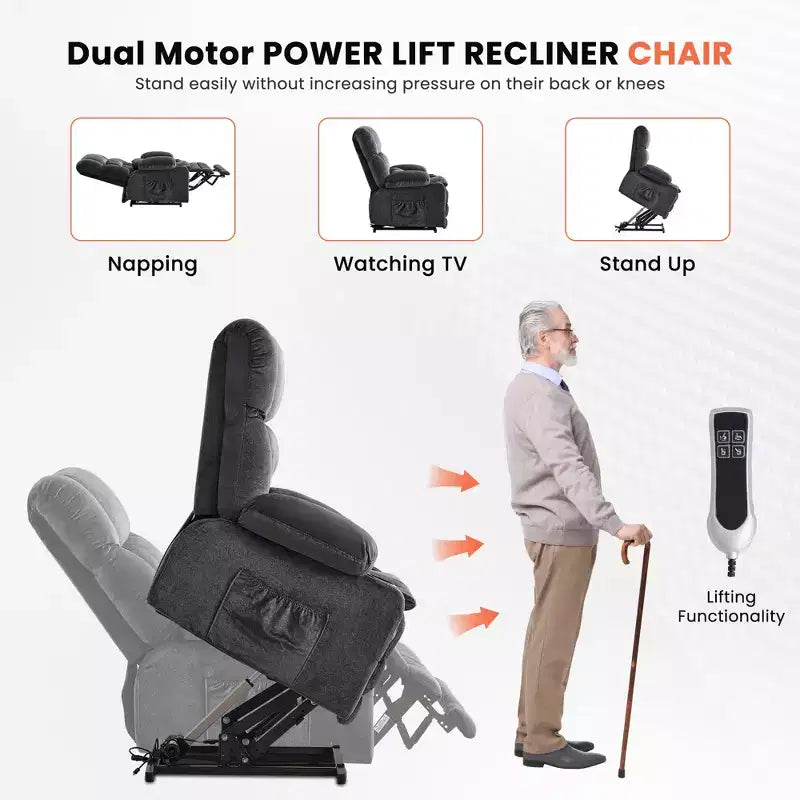 Fauteuil inclinable en tissu avec fonction massage et port USB