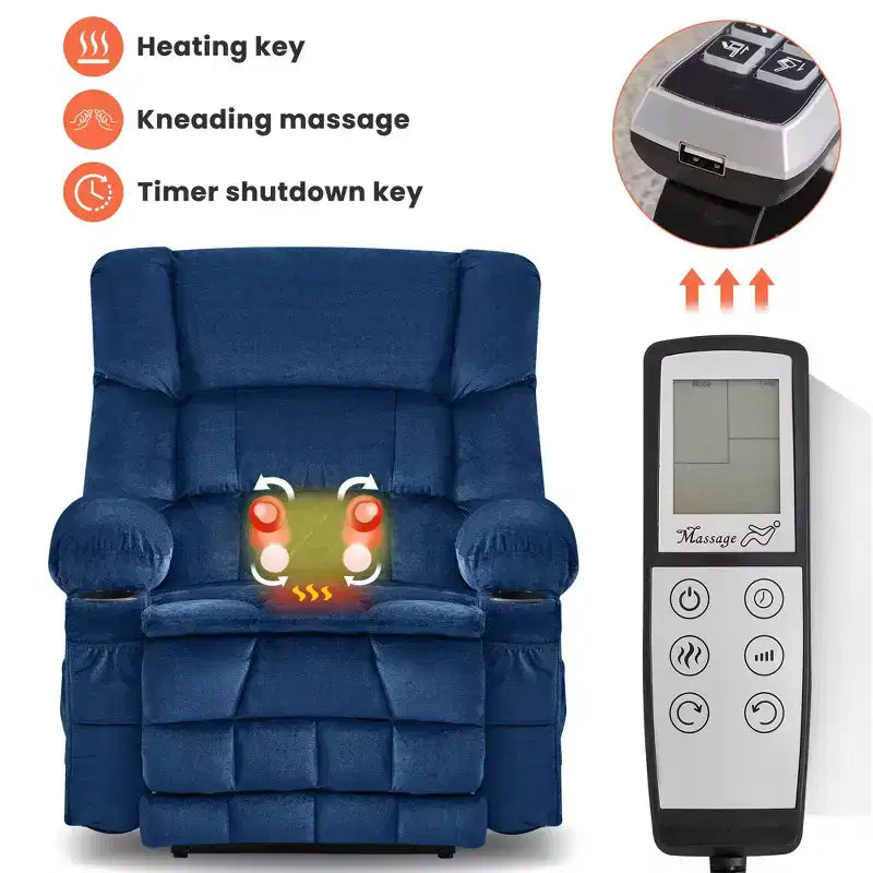 Fauteuil inclinable en tissu avec fonction massage et port USB