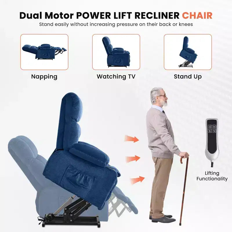 Fauteuil inclinable en tissu avec fonction massage et port USB