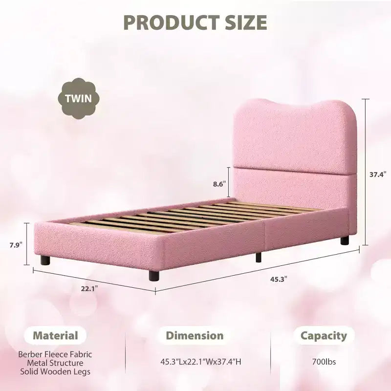 Cadre de lit en tissu avec tête de lit rembourrée, doux et robuste, coins arrondis, durable, lattes en bois, silencieux, pas besoin de sommier tapissier