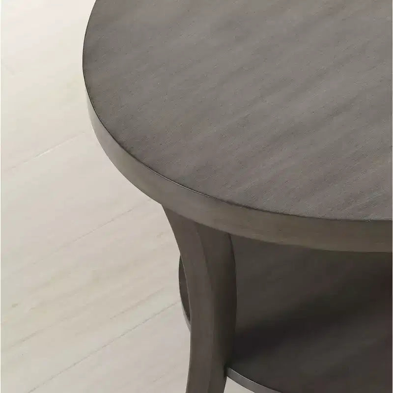 Table d'appoint ronde élégante avec pieds arqués, étagère de rangement et plateau épais, pour salon, chambre à coucher