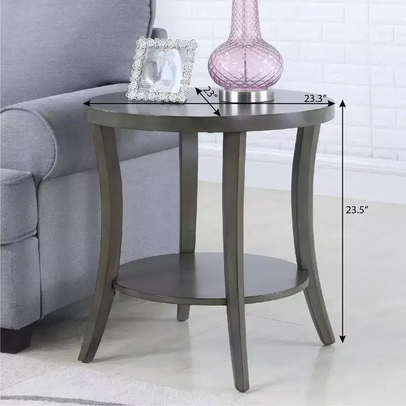 Table d'appoint ronde élégante avec pieds arqués, étagère de rangement et plateau épais, pour salon, chambre à coucher