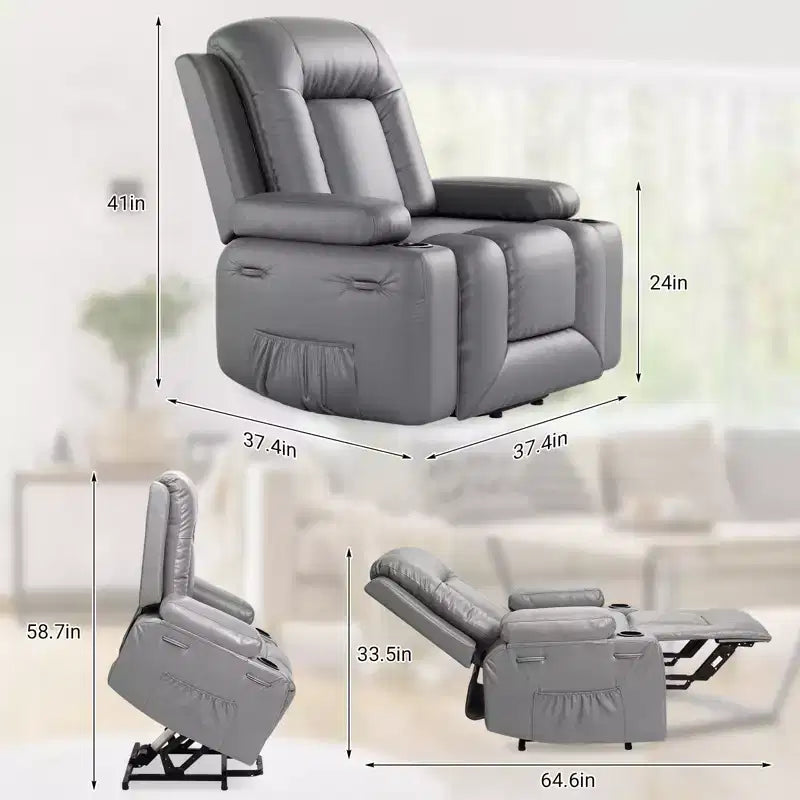 Fauteuil inclinable électrique en cuir PU, inclinable réglable, canapé simple ergonomique, pour salon