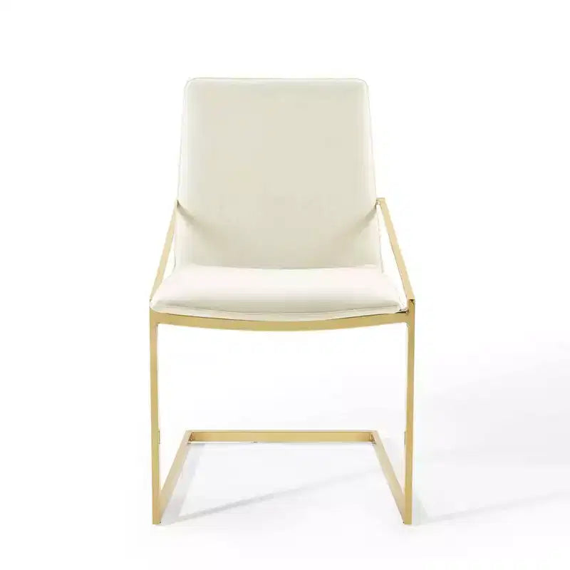 Fauteuil de salle à manger, doré/ivoire