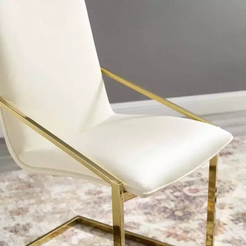 Fauteuil de salle à manger, doré/ivoire
