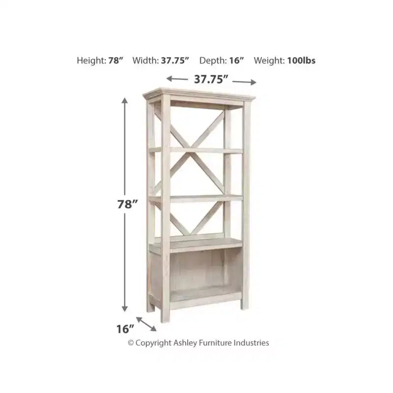 Bibliothèque de 75 po de haut, beige, style ferme moderne
