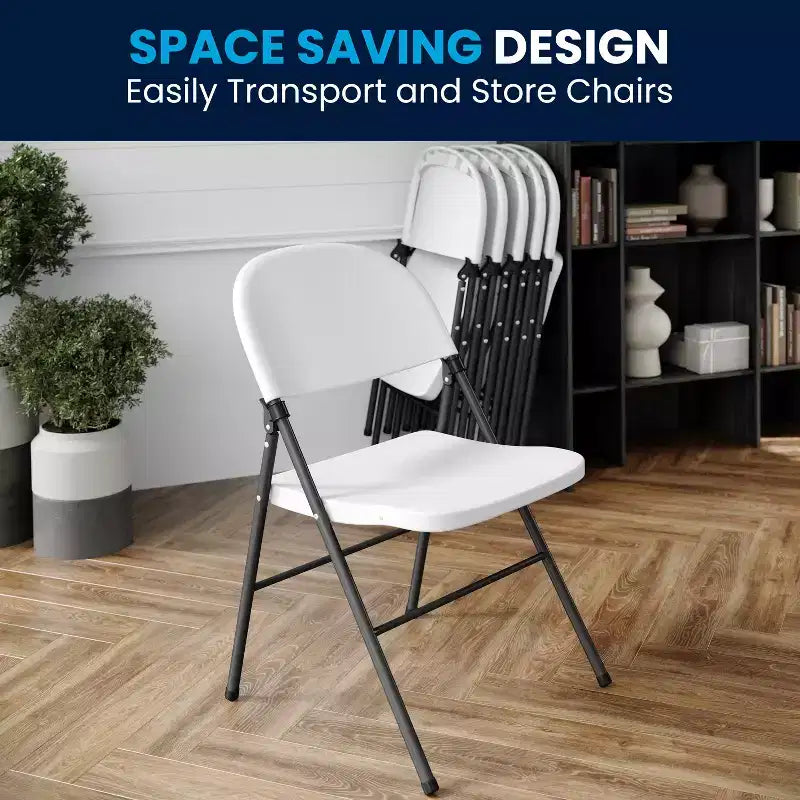 Lot de 2 chaises pliantes en plastique, 150 kg de capacité, avec cadre anthracite