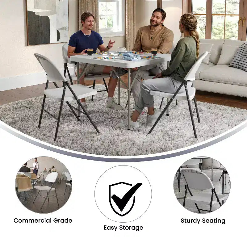 Lot de 2 chaises pliantes en plastique, 150 kg de capacité, avec cadre anthracite