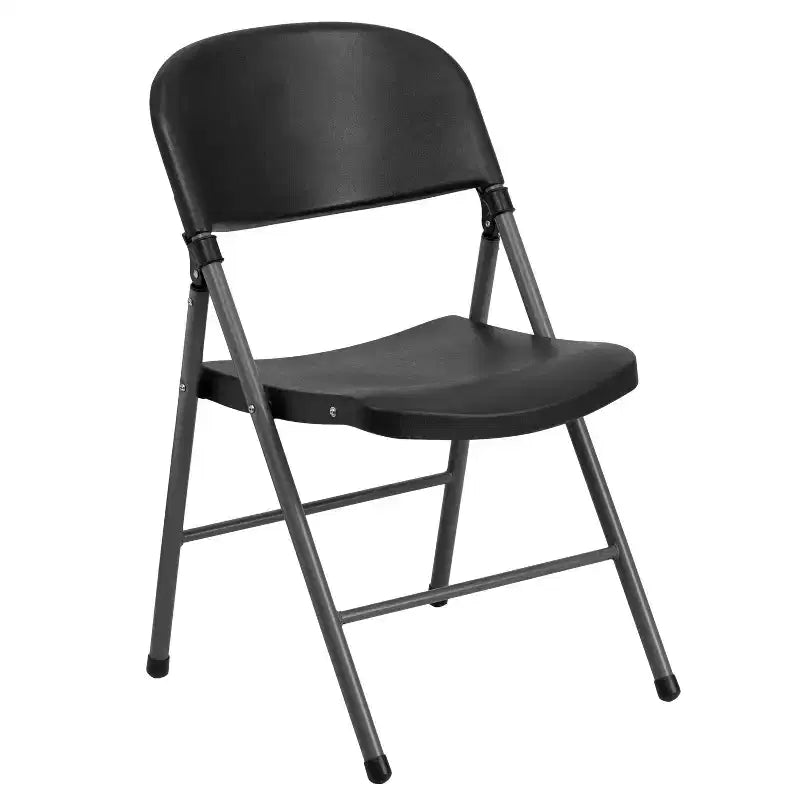 Lot de 2 chaises pliantes en plastique, 150 kg de capacité, avec cadre anthracite