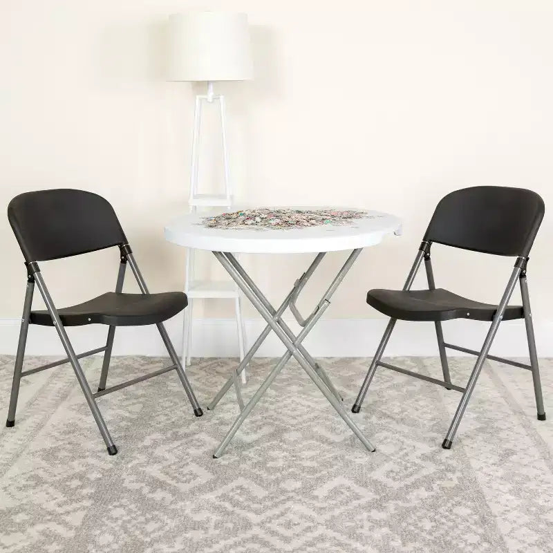 Lot de 2 chaises pliantes en plastique, 150 kg de capacité, avec cadre anthracite