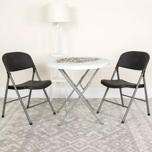 Lot de 2 chaises pliantes en plastique, 150 kg de capacité, avec cadre anthracite