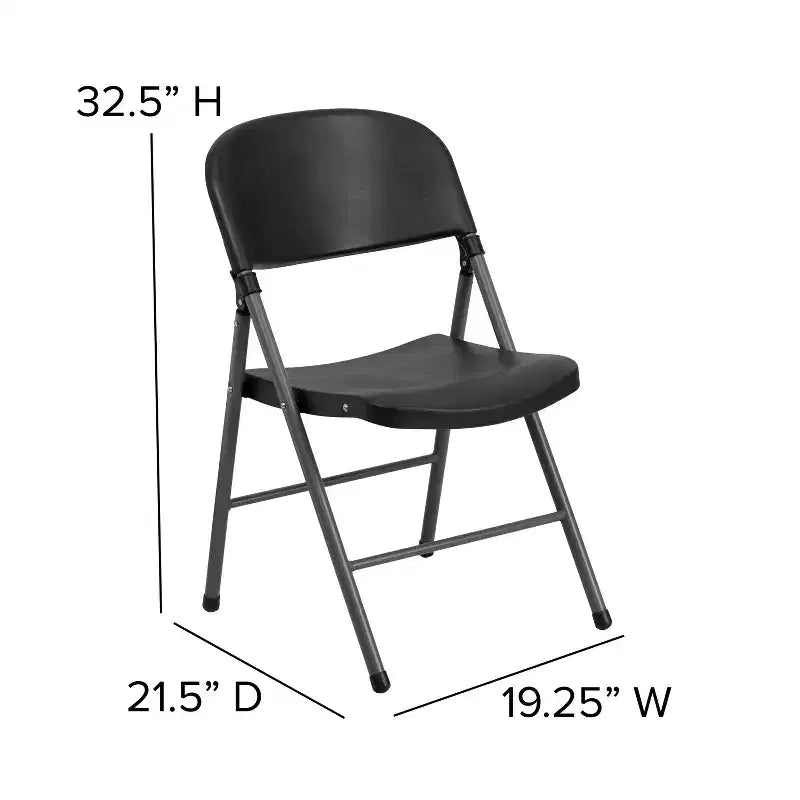 Lot de 2 chaises pliantes en plastique, 150 kg de capacité, avec cadre anthracite