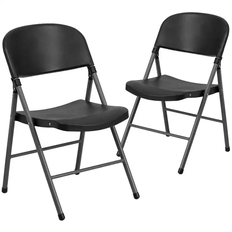 Lot de 2 chaises pliantes en plastique, 150 kg de capacité, avec cadre anthracite