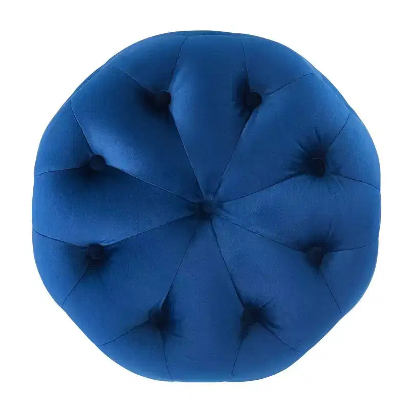 Pouf rond capitonné en velours performance