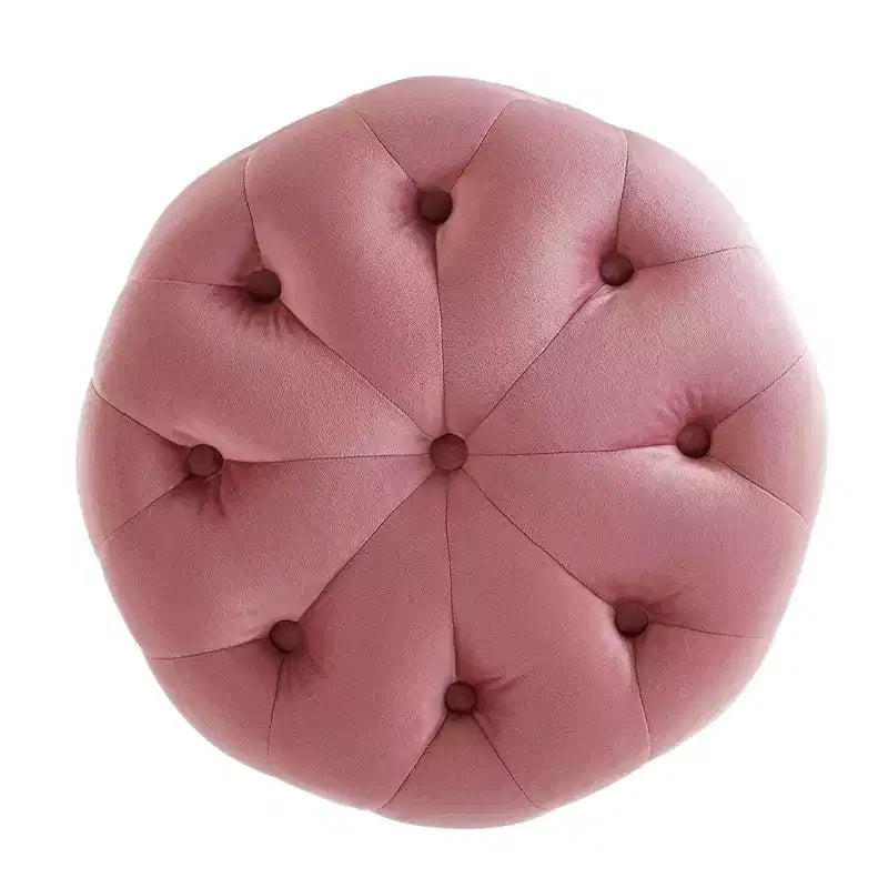Pouf rond capitonné en velours performance
