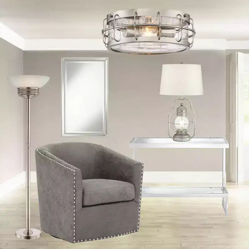Miroir mural rectangulaire, accent décoratif, cadre biseauté argenté moderne, 63,5 cm de large, pour salle de bain, chambre, salon, bureau, entrée