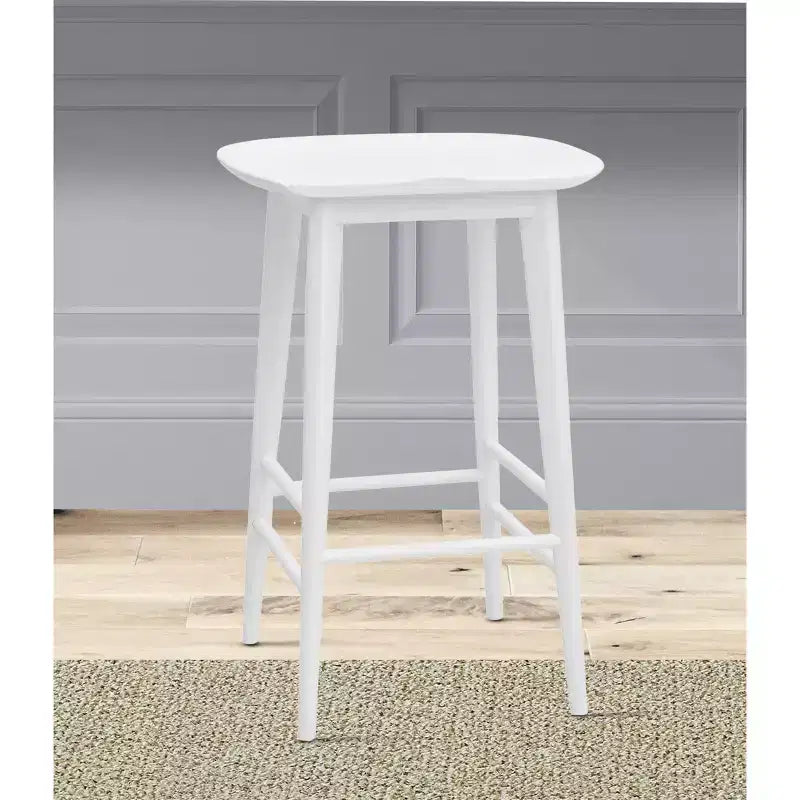 Tabouret de bar sans dossier hauteur comptoir 24", bois d'acacia, finition peinte