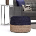 Maron Contemporary Round Pouf Pink/Natural - WyndenHall